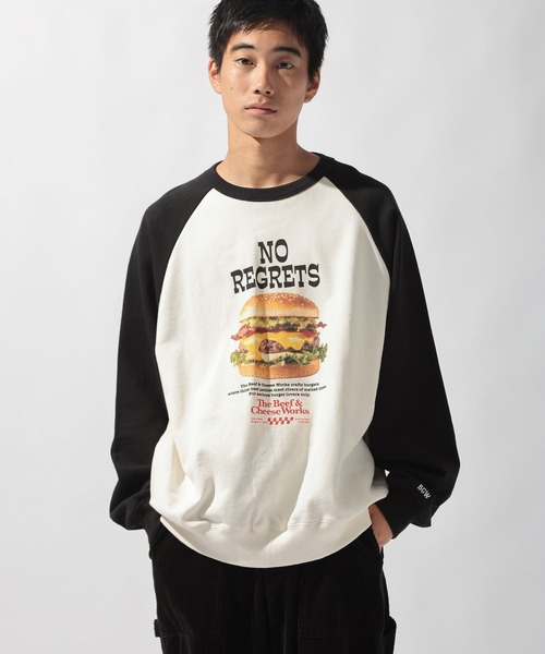 フードプリントラグランスウェット（スウェット）｜niko and