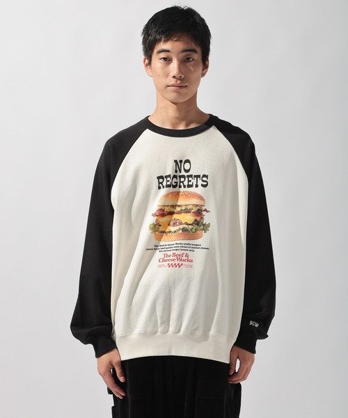 セール】フードプリントラグランスウェット（スウェット）｜niko and