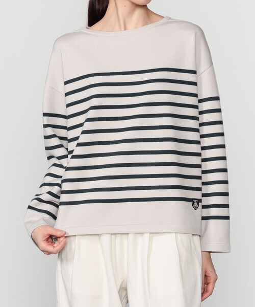 ORCIVAL | プレーティングストライプ ボートネックプルオーバー WOMEN