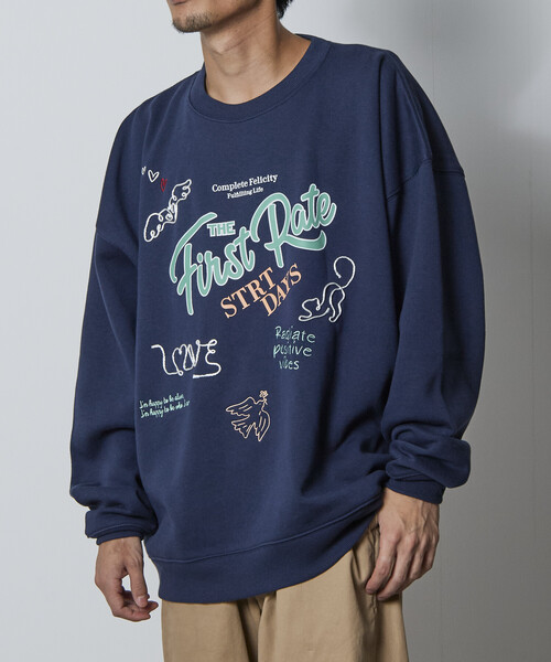 セール】限定展開 リラックスフィット ロープ刺繍デザイン プリント