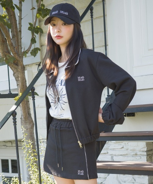 ★美品★MARK&LONA　総バイアスロゴ　セットアップ A'GEM/9 × .kom 『muah muah/ムーアムーア』 2WAY LACE COLLAR