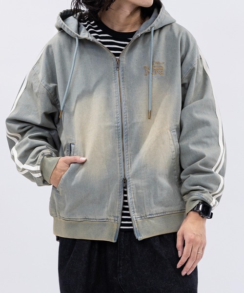 セール】【13】ブラストデニム サイドライン フルジップパーカー