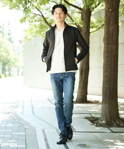 MK MICHEL KLEIN HOMME （エムケーミッシェルクランオム）の「【洗える／ストレッチ】スタンドカラーブルゾン/テックイージ（ライダースジャケット・メンズ・ボルドー/ダークグリーン・48/46/51）」の3枚目の写真