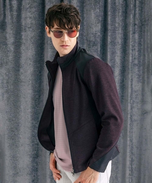 MK MICHEL KLEIN HOMME （エムケーミッシェルクランオム）の「【洗える／ストレッチ】スタンドカラーブルゾン/テックイージ（ライダースジャケット・メンズ・ボルドー/ダークグリーン・48/46/51）」の19枚目の写真