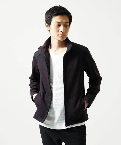 MK MICHEL KLEIN HOMME （エムケーミッシェルクランオム）の「【洗える／ストレッチ】スタンドカラーブルゾン/テックイージ（ライダースジャケット・メンズ・ボルドー/ダークグリーン・48/46/51）」の20枚目の写真