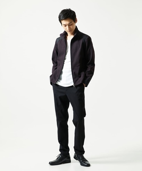 MK MICHEL KLEIN HOMME （エムケーミッシェルクランオム）の「【洗える／ストレッチ】スタンドカラーブルゾン/テックイージ（ライダースジャケット・メンズ・ボルドー/ダークグリーン・48/46/51）」の21枚目の写真