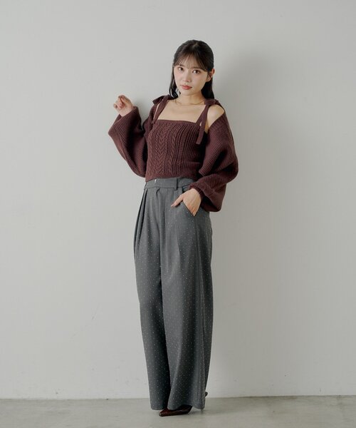 セール】ケーブルリボンキャミ+ボレロセット（カーディガン/ボレロ