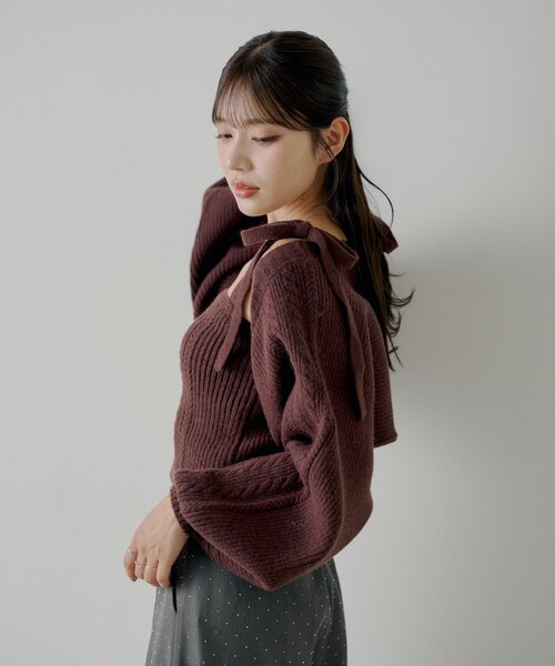 セール】ケーブルリボンキャミ+ボレロセット（カーディガン/ボレロ