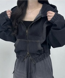 blackdia ocean（ブラックダイヤオーシャン）の「blackdia ocean Wジップ ショートデニム フーディ　パーカー ブルゾン（デニムジャケット）」