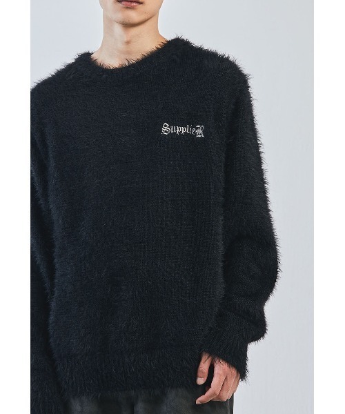 950-100-1 710-100-2 一段　穴あり A'GEM/9 × .kom 『SUPPLIER/サプライヤー』 Cross Shaggy Knit