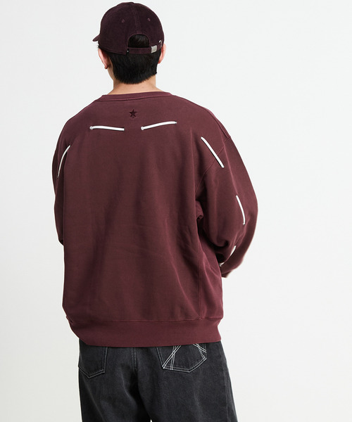 CONVERSE TOKYO(コンバーストウキョウ)の「PIGMENT DYE SPINDLE CODE SWEAT(スウェット・メンズ・ボルドー/ブラック/グレー・LARGE/SMALL)」の3枚目の写真