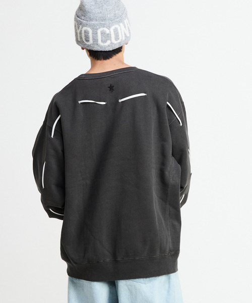 CONVERSE TOKYO(コンバーストウキョウ)の「PIGMENT DYE SPINDLE CODE SWEAT(スウェット・メンズ・ボルドー/ブラック/グレー・LARGE/SMALL)」の10枚目の写真