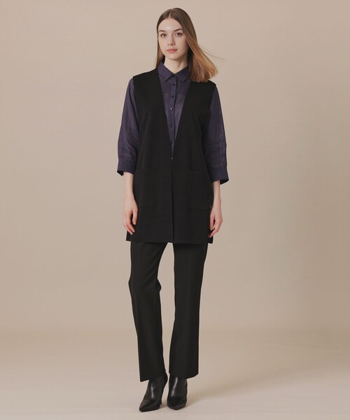 MACKINTOSH LONDON（マッキントッシュ ロンドン）の「【WEB・一部店舗限定】クリアニットフルニードルジレ（ベスト・レディース・グレー系その他/ブラック・38）」の4枚目の写真