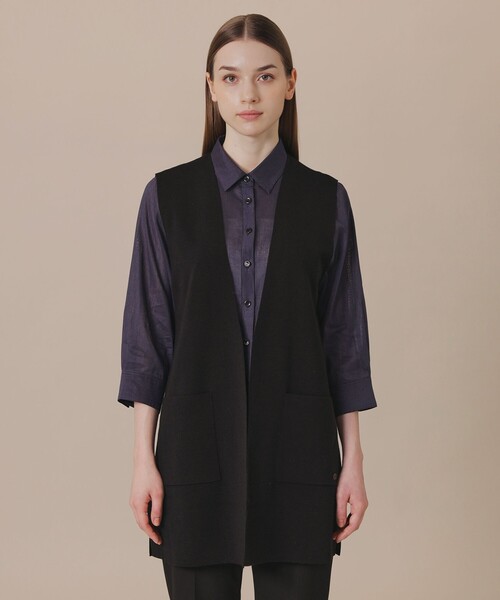 MACKINTOSH LONDON（マッキントッシュ ロンドン）の「【WEB・一部店舗限定】クリアニットフルニードルジレ（ベスト・レディース・グレー系その他/ブラック・38）」の5枚目の写真