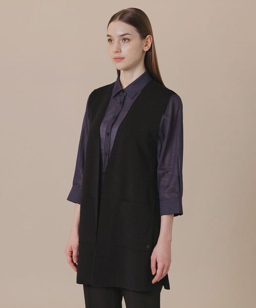 MACKINTOSH LONDON（マッキントッシュ ロンドン）の「【WEB・一部店舗限定】クリアニットフルニードルジレ（ベスト・レディース・グレー系その他/ブラック・38）」の6枚目の写真