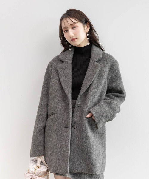 RANDA（ランダ）の「ウールライクシャギーテーラードジャケット（テーラードジャケット・レディース・ブラウン/クリーム/グレー・1/0）」の2枚目の写真