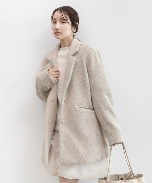 RANDA（ランダ）の「ウールライクシャギーテーラードジャケット（テーラードジャケット・レディース・ブラウン/クリーム/グレー・1/0）」の3枚目の写真
