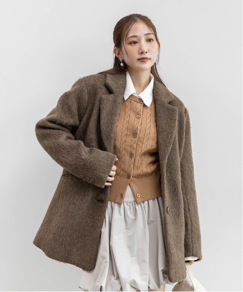 RANDA（ランダ）の「ウールライクシャギーテーラードジャケット（テーラードジャケット・レディース・ブラウン/クリーム/グレー・1/0）」の15枚目の写真