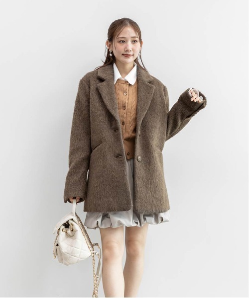 RANDA（ランダ）の「ウールライクシャギーテーラードジャケット（テーラードジャケット・レディース・ブラウン/クリーム/グレー・1/0）」の21枚目の写真