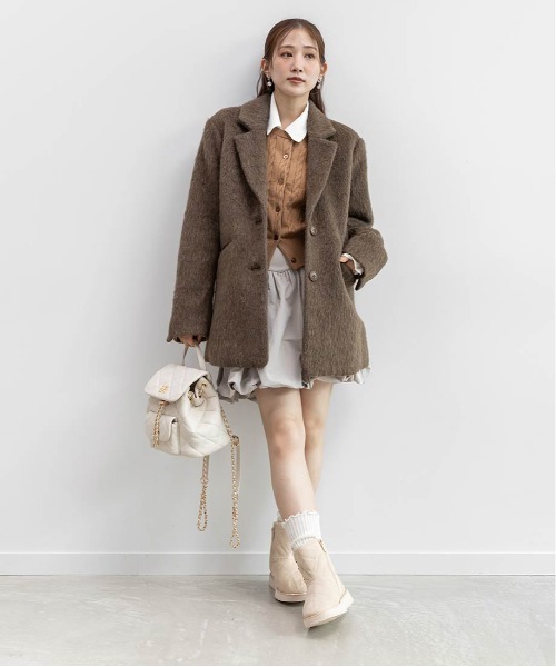RANDA（ランダ）の「ウールライクシャギーテーラードジャケット（テーラードジャケット・レディース・ブラウン/クリーム/グレー・1/0）」の22枚目の写真
