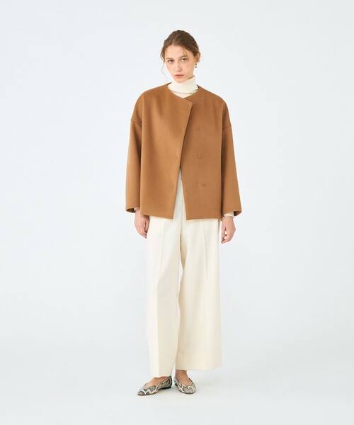 ウールカシミヤビーバー ショートコクーンコート（ノーカラーコート