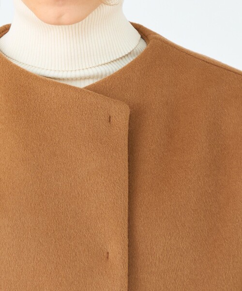 ウールカシミヤビーバー ショートコクーンコート（ノーカラーコート