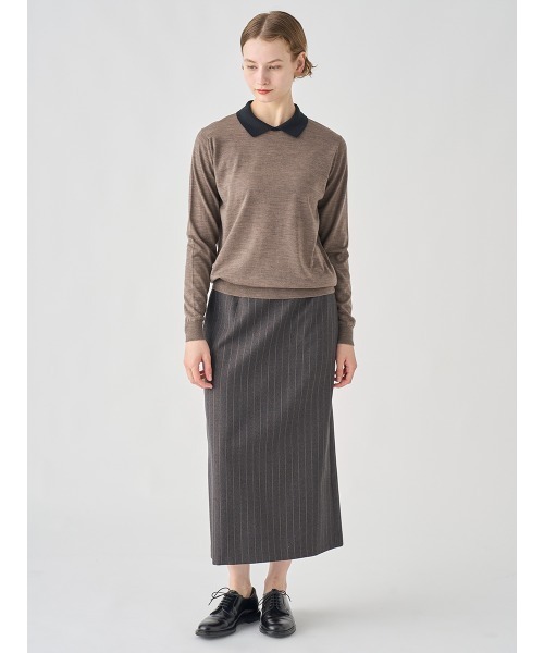 ウールストライプスカート TOMORROWLAND｜ウールストライプ ロング