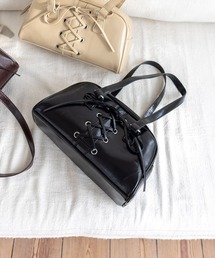 clear | レースアップロングハンドルバッグ[着回し力抜群 ガーリー リボン](ハンドバッグ)