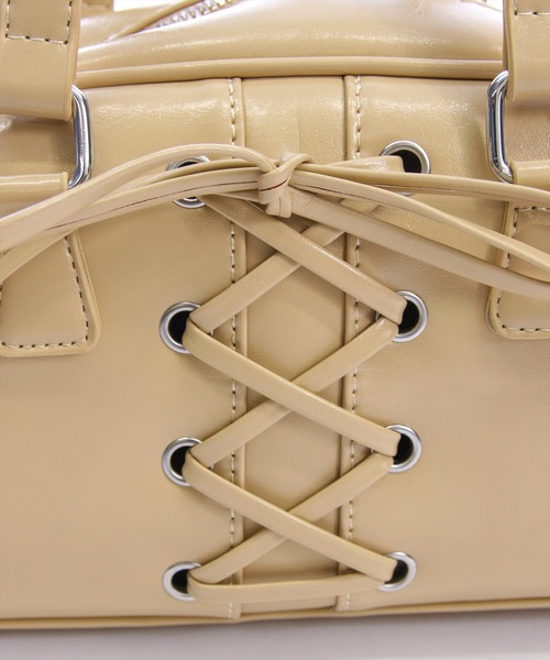 clear（クリア）の「レースアップロングハンドルバッグ[着回し力抜群 ガーリー リボン]≪AW新作≫（ハンドバッグ・レディース・ベージュ/ブラウン/ブラック・F）」の12枚目の写真