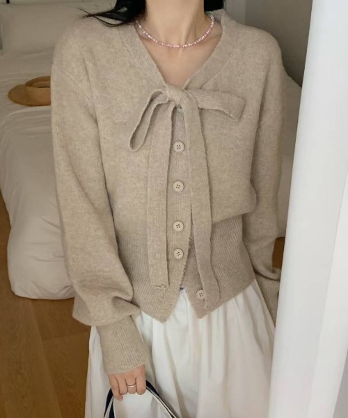 yuue' ( wear )(ユーイ)の「フロントリボンカーディガン(カーディガン/ボレロ・レディース・ベージュ/グレー/アイボリー・FREE)」の15枚目の写真