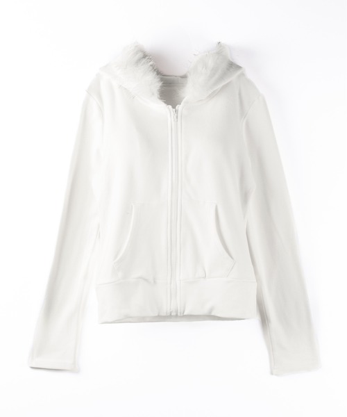 セール】【 2color 】フェイクファーフーディジップアップパーカー