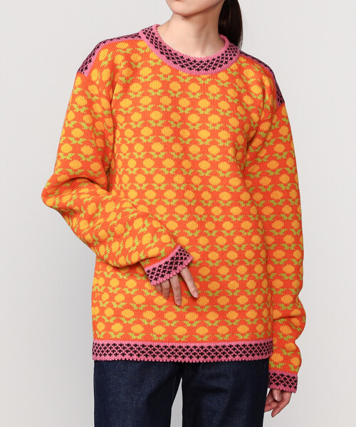 Bshop(ビショップ)の「Longa Liis | ヴィンテージ フォークセーター ORANGE WOMEN(ニット/セーター・レディース・オレンジ系その他・XS)」の1枚目の写真