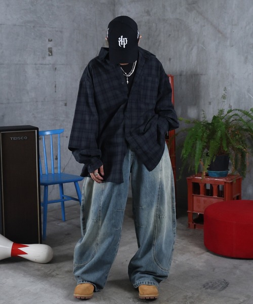 ILL'S(イルズ)の「フェイクレイヤード チェックシャツ メンズ レディース ユニセックス(シャツ/ブラウス・メンズ・ネイビー/グリーン/ワインレッド・M/L)」の16枚目の写真