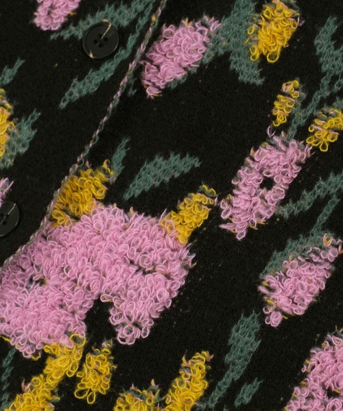 花柄ジャガード ボアニットカーディガン（カーディガン/ボレロ