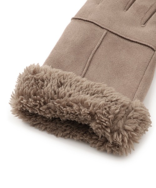 VIS（ビス）の「スマホタッチ刺繍付きムートングローブ（手袋・レディース・ブラック/ベージュ/グレー・FREE）」の6枚目の写真