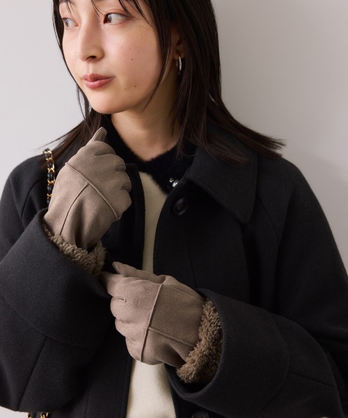 VIS（ビス）の「スマホタッチ刺繍付きムートングローブ（手袋・レディース・ブラック/ベージュ/グレー・FREE）」の14枚目の写真