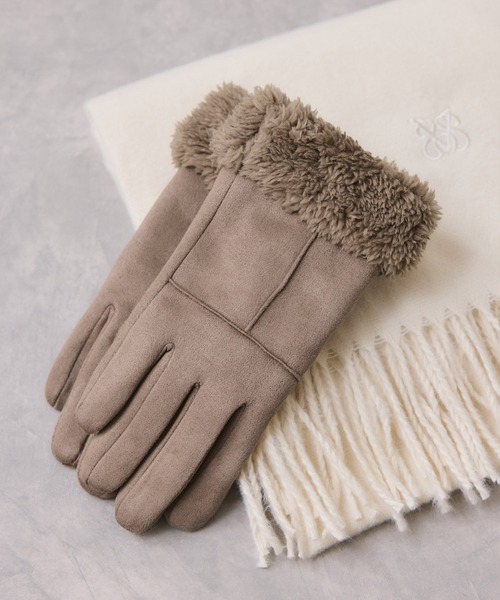 VIS（ビス）の「スマホタッチ刺繍付きムートングローブ（手袋・レディース・ブラック/ベージュ/グレー・FREE）」の18枚目の写真