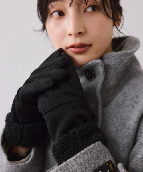 VIS（ビス）の「スマホタッチ刺繍付きムートングローブ（手袋・レディース・ブラック/ベージュ/グレー・FREE）」の22枚目の写真