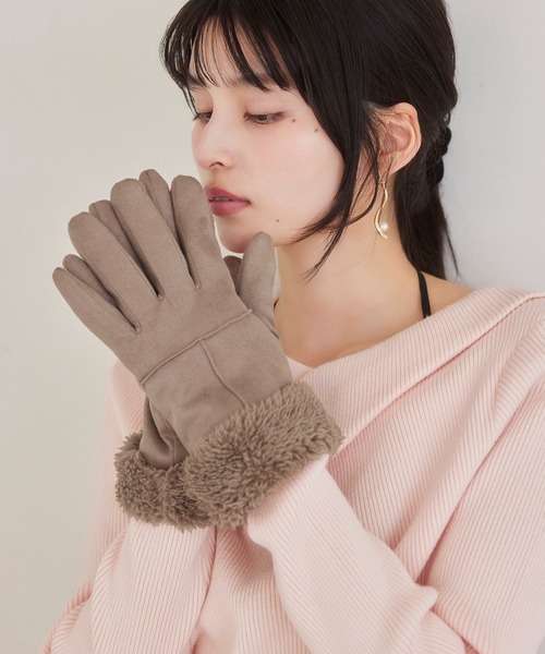 VIS（ビス）の「スマホタッチ刺繍付きムートングローブ（手袋・レディース・ブラック/ベージュ/グレー・FREE）」の20枚目の写真