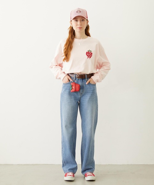 MILKFED.（ミルクフェド）の「MELTY STRAWBERRY WIDE L/S TEE（Tシャツ/カットソー・レディース・ライトピンク/ブラック/ホワイト・L/M）」の5枚目の写真