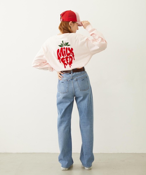 MILKFED.（ミルクフェド）の「MELTY STRAWBERRY WIDE L/S TEE（Tシャツ/カットソー・レディース・ライトピンク/ブラック/ホワイト・L/M）」の7枚目の写真