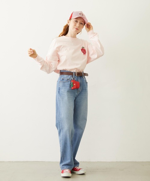 MILKFED.（ミルクフェド）の「MELTY STRAWBERRY WIDE L/S TEE（Tシャツ/カットソー・レディース・ライトピンク/ブラック/ホワイト・L/M）」の8枚目の写真