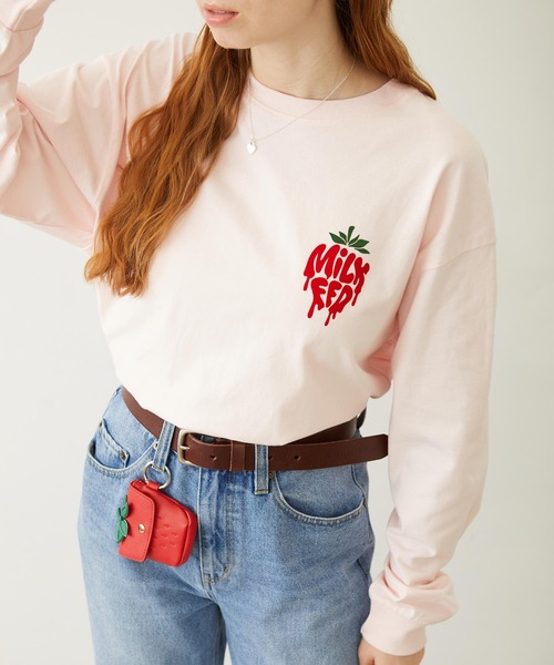 MILKFED.（ミルクフェド）の「MELTY STRAWBERRY WIDE L/S TEE（Tシャツ/カットソー・レディース・ライトピンク/ブラック/ホワイト・L/M）」の11枚目の写真