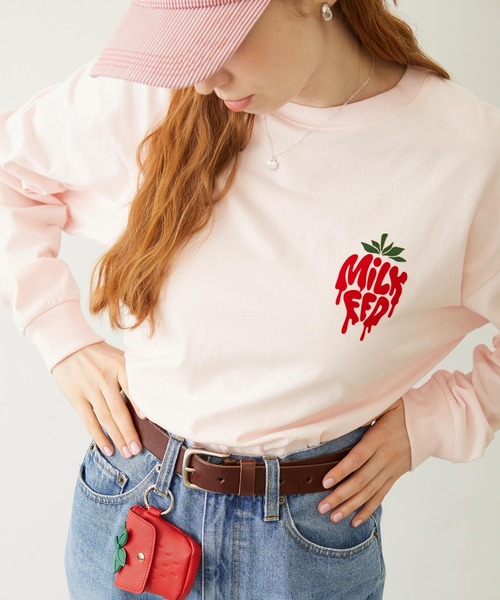 MILKFED.（ミルクフェド）の「MELTY STRAWBERRY WIDE L/S TEE（Tシャツ/カットソー・レディース・ライトピンク/ブラック/ホワイト・L/M）」の12枚目の写真