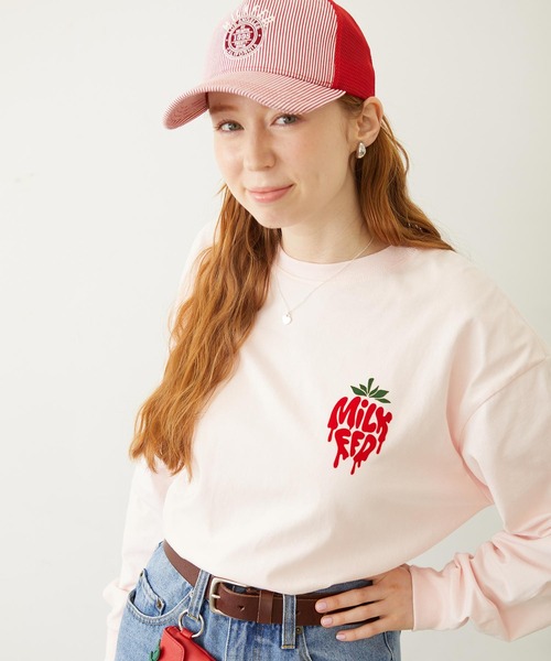 MILKFED.（ミルクフェド）の「MELTY STRAWBERRY WIDE L/S TEE（Tシャツ/カットソー・レディース・ライトピンク/ブラック/ホワイト・L/M）」の13枚目の写真
