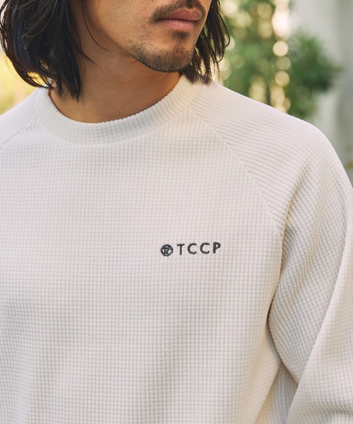 THE CRAFT CREW PRODUCTS（ザクラフトクループロダクツ）の「モールワッフル ビッグシルエット ラグランスリーブクルーネックスウェット / アンチピリング【THE CRAFT CREW PRODUCTS】（スウェット・メンズ・グレー/アイボリー/ブラック/チェリーレッド/ダークネイビー/ダークブラウン・L/M/S）」の9枚目の写真