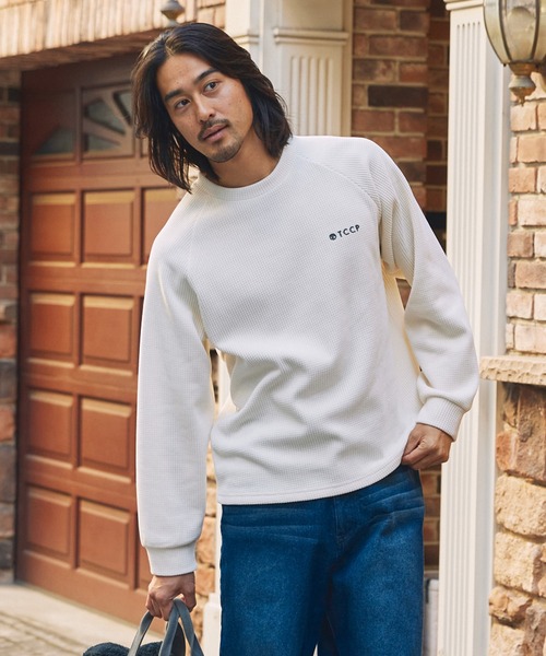 THE CRAFT CREW PRODUCTS（ザクラフトクループロダクツ）の「モールワッフル ビッグシルエット ラグランスリーブクルーネックスウェット / アンチピリング【THE CRAFT CREW PRODUCTS】（スウェット・メンズ・グレー/アイボリー/ブラック/チェリーレッド/ダークネイビー/ダークブラウン・L/M/S）」の16枚目の写真