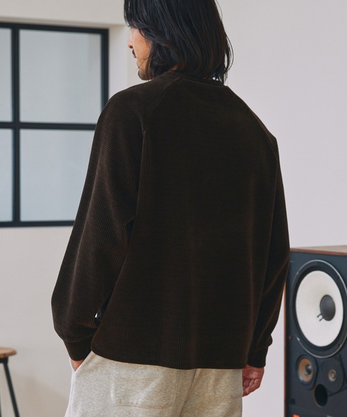 モールワッフル ビッグシルエット ラグランスリーブクルーネック