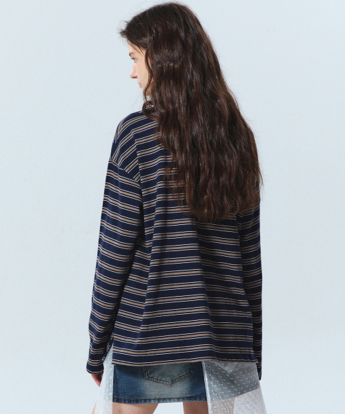 NICK&NICOLE(ニックアンドニコール)の「SIGNATURE LOGO STRIPE PK SLEEVE_NAVY(ポロシャツ・レディース・その他・MEDIUM/LARGE)」の3枚目の写真