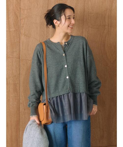 Samansa Mos2 blue（サマンサモスモスブルー）の「ペプラムチュールニットカーディガン（カーディガン/ボレロ・レディース・ブラック/ブラウン/グレー・F）」の19枚目の写真